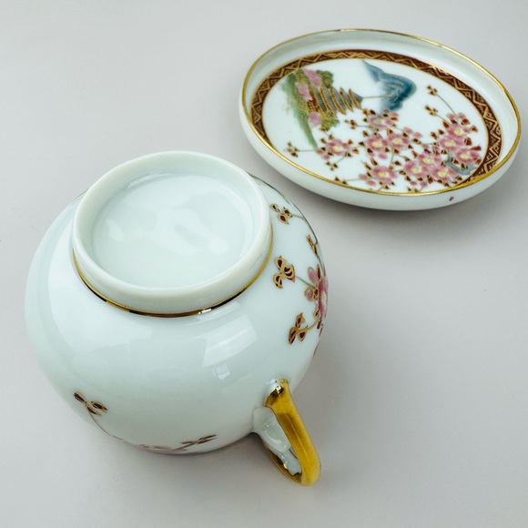 KOSHIDA Geisha Lithophane Demitasse Hand-painted Japanese Temple Teacup/Saucer - Picture 5 of 8